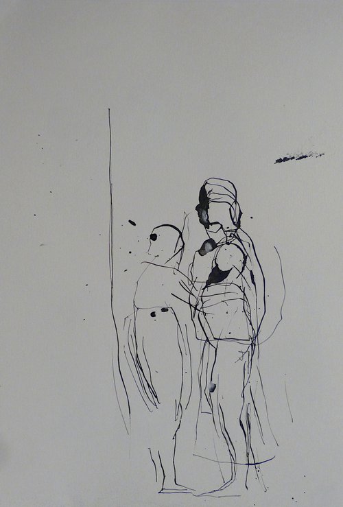 Expressive Sketch - The Street Scene, 21x29 cm by Frederic Belaubre