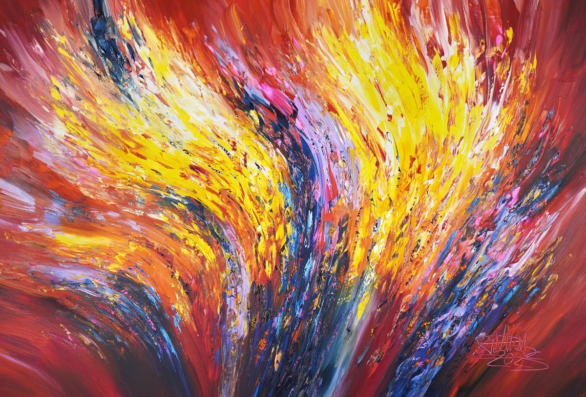 Abstract Acrylic Painting By Peter Nottrott, 61 X 41", Just You And I D 3, Original Artwork