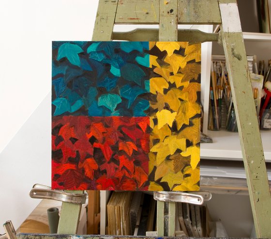 semi-abstract set of three colors leaves for nature lovers