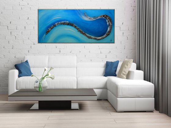 Big Wave 2 - Abstract Art - Acrylic Painting - Canvas Art - Framed Painting - Abstract Golden Sea Painting - Ready to Hang