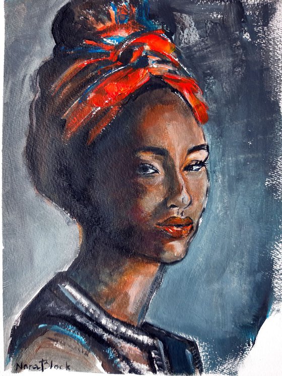 "Portrait", original acrylic painting on paper, 24x32 cm