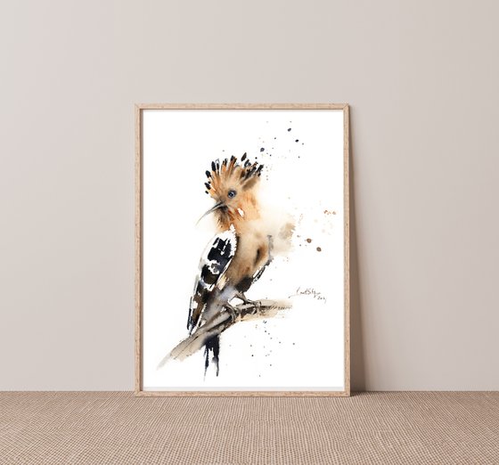 Hoopoe Bird Watercolor Painting