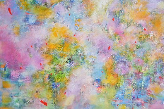 The Light, Modern Colorful Abstract Painting 100x100cm by Anna Selina