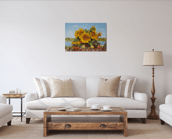 Sunflowers Painting Fruits Art