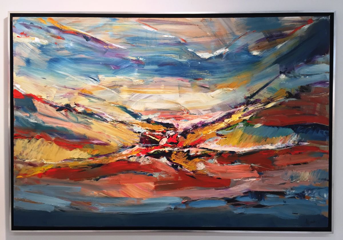 Abstract Oil Painting By Altin Furxhi, 63 X 43, Voyage 150X100, Original Artwork