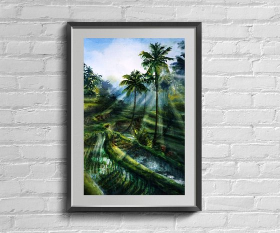 Bali ORIGINAL Watercolor Painting - Bali Art, Indonesia Artwork