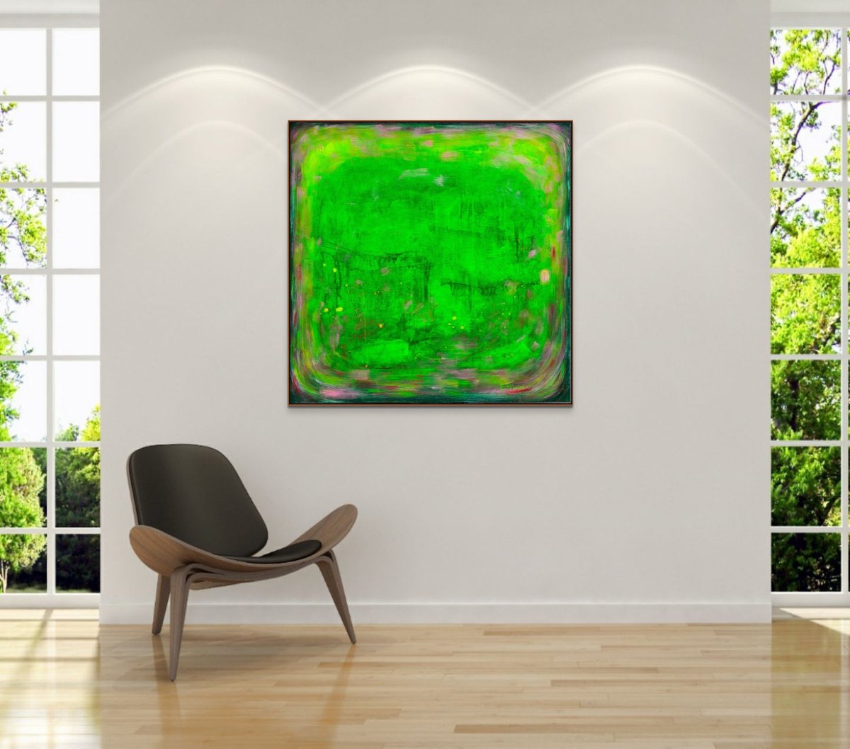 Expressive Abstract Painting By Elide Pizzini, 28 X 28, Lingering, Original Artwork