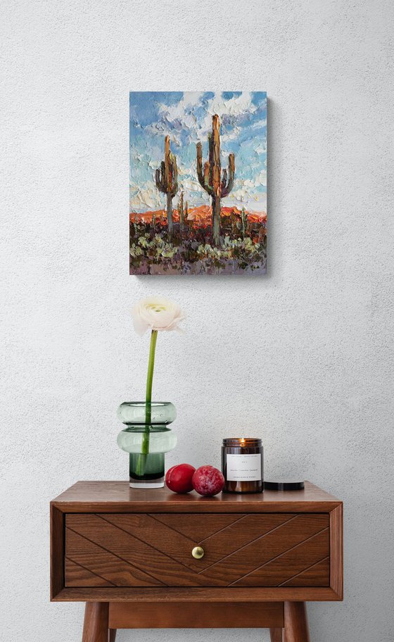 Saguaros at Sunset