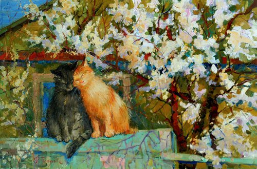 Spring cat love by Yuliia Pastukhova
