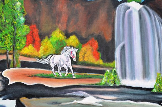 The Waterfall landscape on canvas