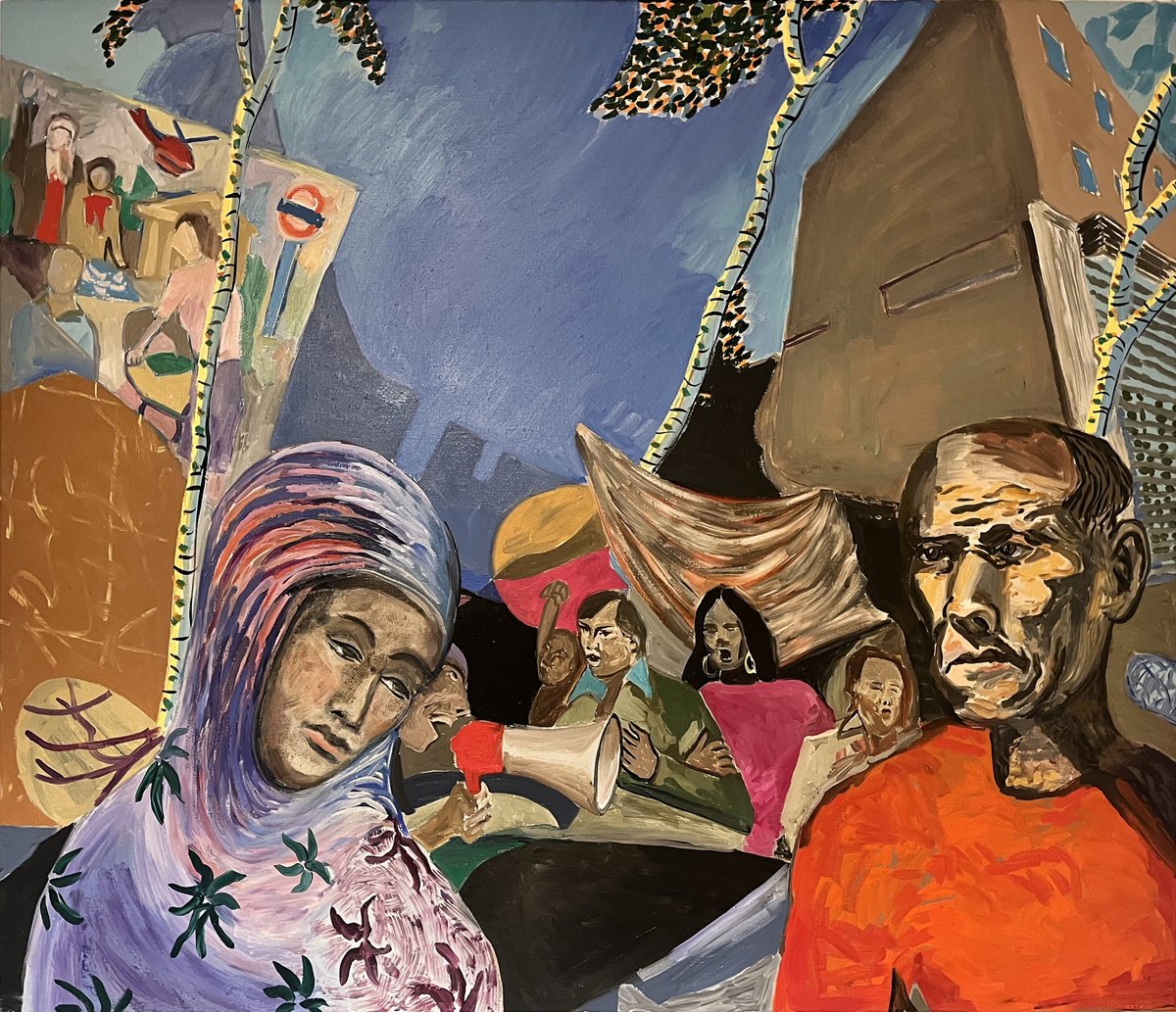 Illustrative Portrait Oil Painting By Frank Creber, 51 X 43, Mala Sen In Sidney St, Original Artwork