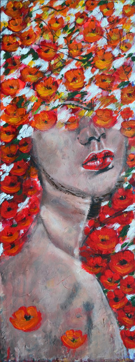 Queen of the Spring Flowers - Modern art Women ,Flowers CITY Urban art by Misty Lady - M. Nierobisz