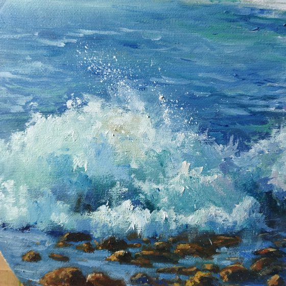 Crashing Waves at the Rocky Shore