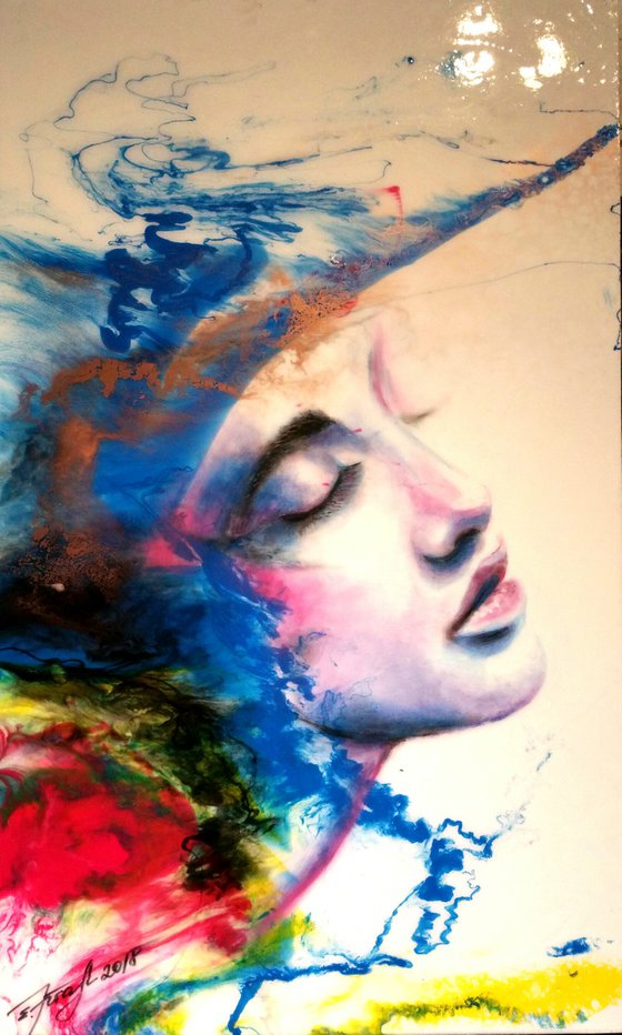 "Porzellan beauty ", Contemporary resin  painting on  board, 60x100x3cm, ready to hang