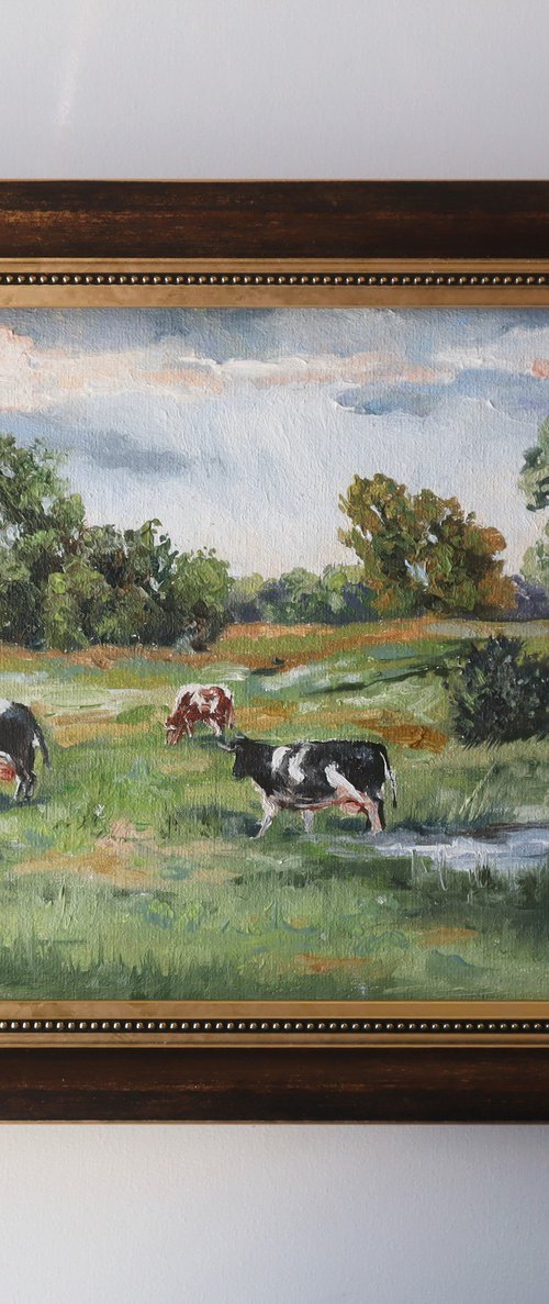 Cows Pasture Painting by Natalia Shaykina