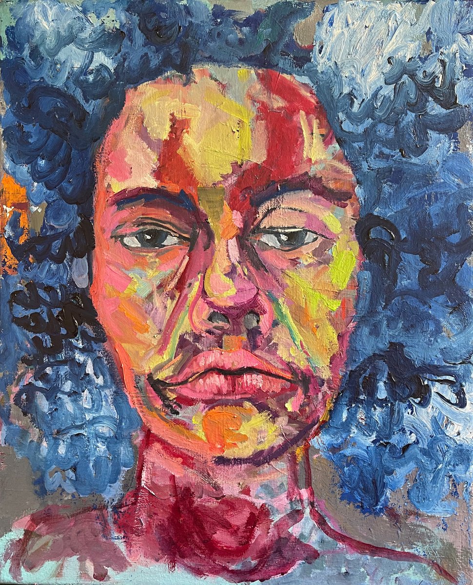 Expressive Portrait Oil Painting By Ulli Schmitt, 16 X 20", Jimmy, Original Artwork