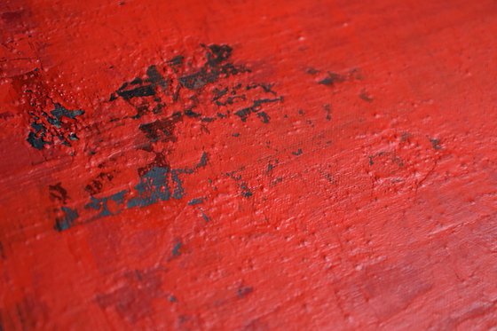 VINTAGE RED - ABSTRACT ACRYLIC PAINTING TEXTURED * READY TO HANG