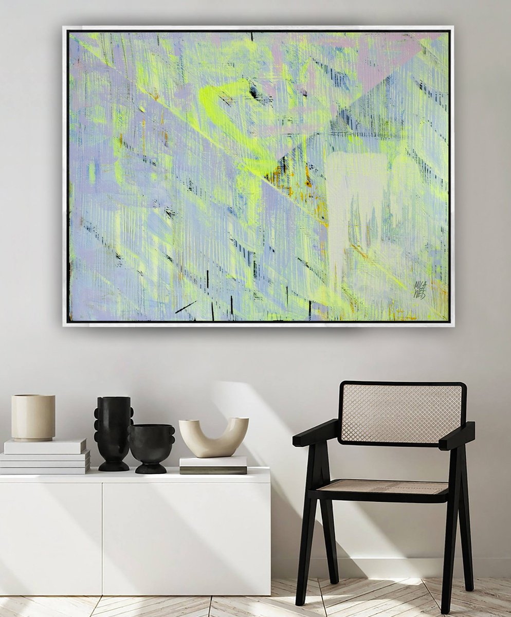 Abstract Acrylic Painting By Mila Weis, 46 X 35", Light Experience No. 17, Original Artwork