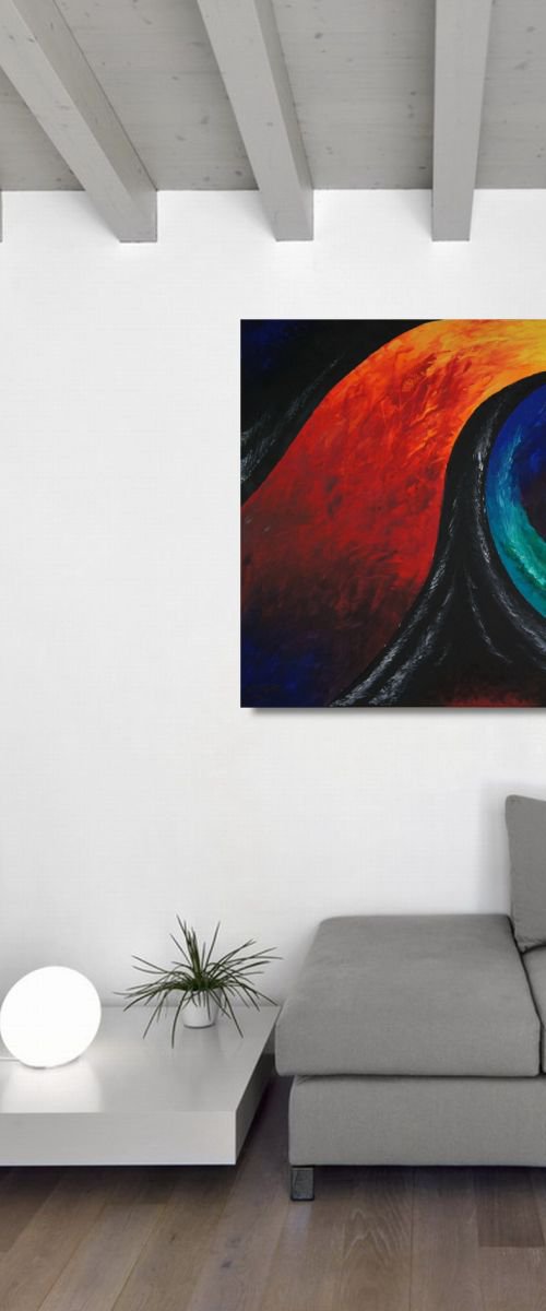 Color Swirl   (100 x 80 cm ) XL oil (40 x 32 inches) by Ansgar Dressler