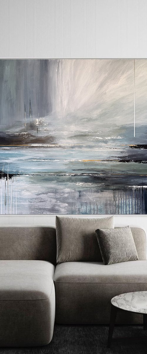 Whisper of the Tides-blue silver seascape by Tatiana Malinovscaia