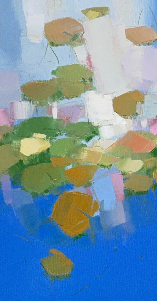 Lilies Pond, Original oil painting, Handmade artwork, One of a kind by Vahe Yeremyan