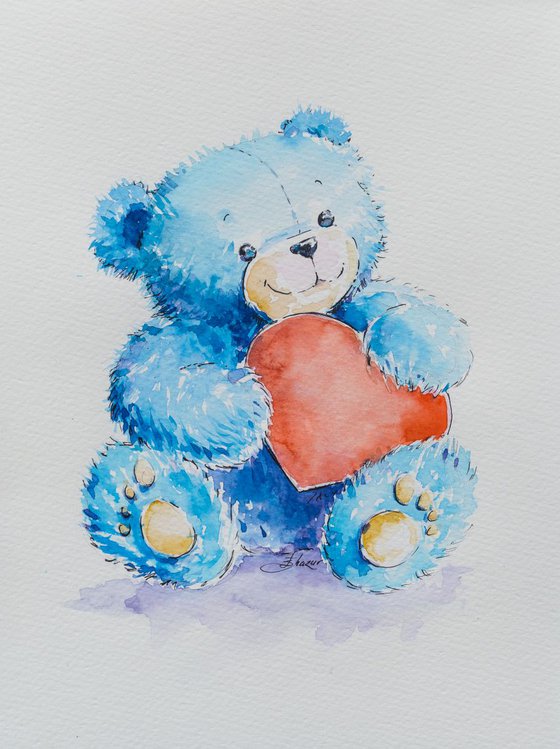 Cute Blue Teddy Bear for a gift.