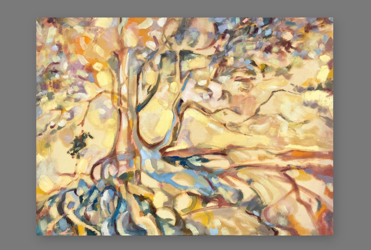 Impressionistic Botanical Oil Painting By Guy Pickford, 34 X 25, Entanglement, Original Artwork