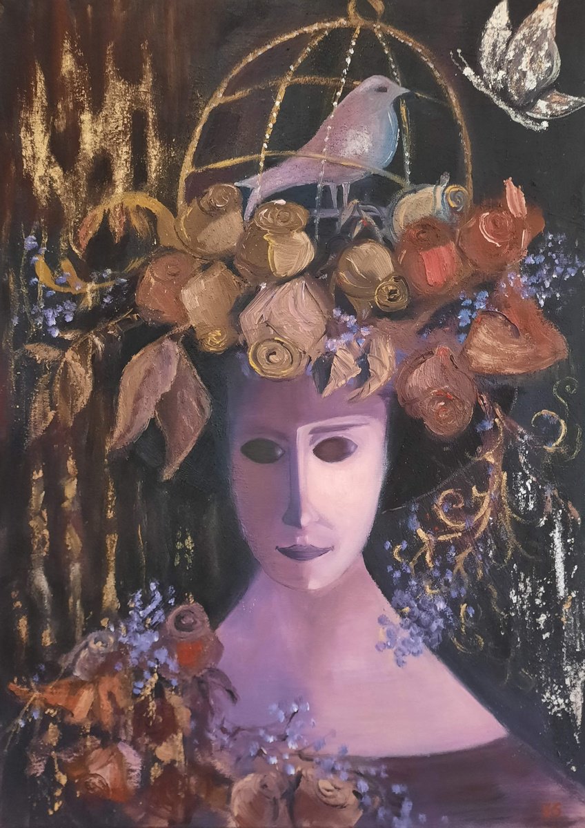 Surrealistic Oil Painting , Lady Night By Vera Stein, 20 X 28, Artwork For Sale On Artfinder