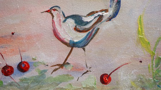 Bluebird with Cherries