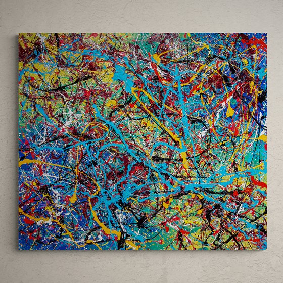 - Separita - (W)120x(H)106 cm. Style of JACKSON POLLOCK. Abstract Expressionism Painting