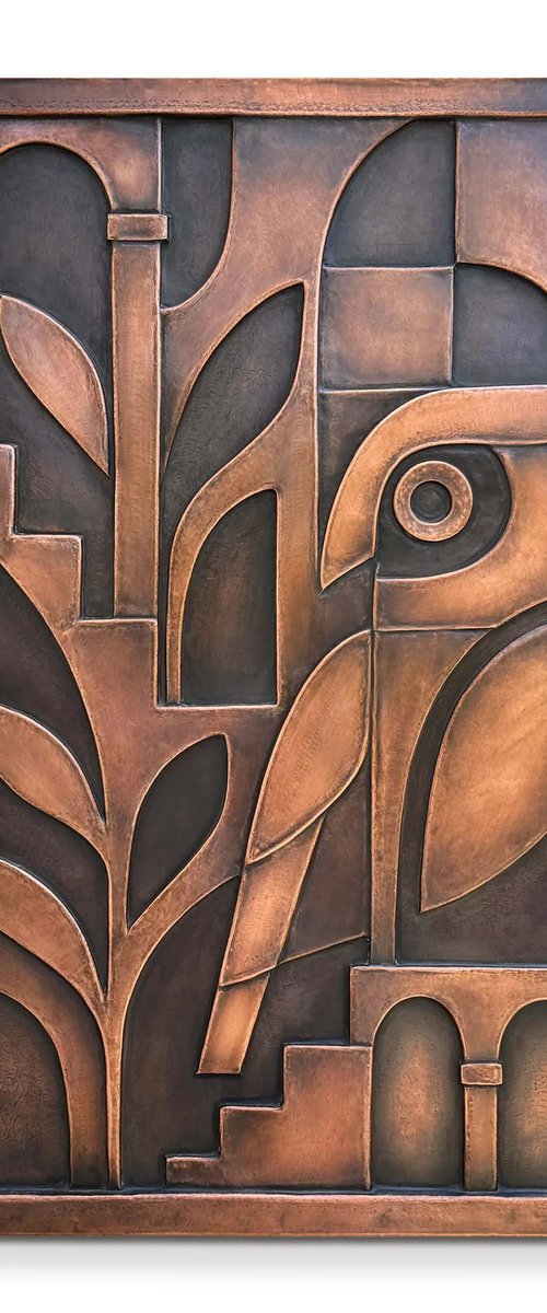 "Night Sentinel" Copper Wall Relief by Jeremy Maronpot