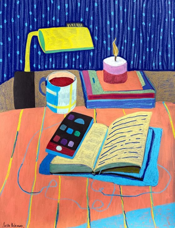 Quiet Desk in Blue Light
