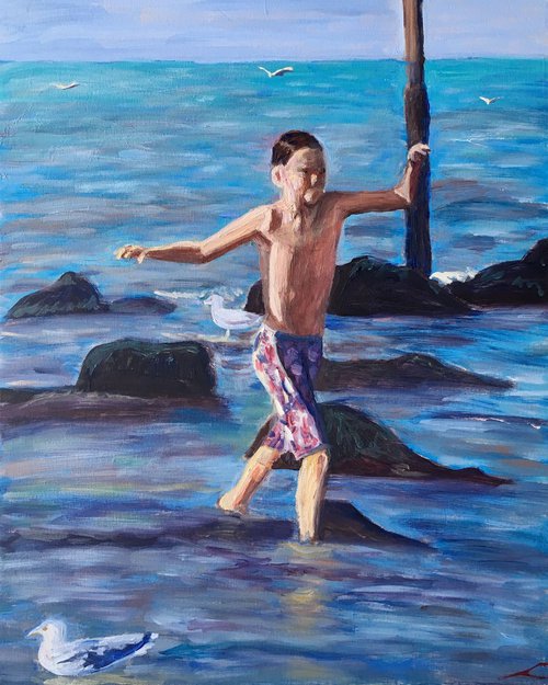 Boy at the sea by Elena Sokolova