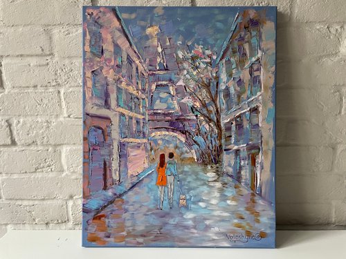 "Walk in Paris". Original oil painting by Mary Voloshyna