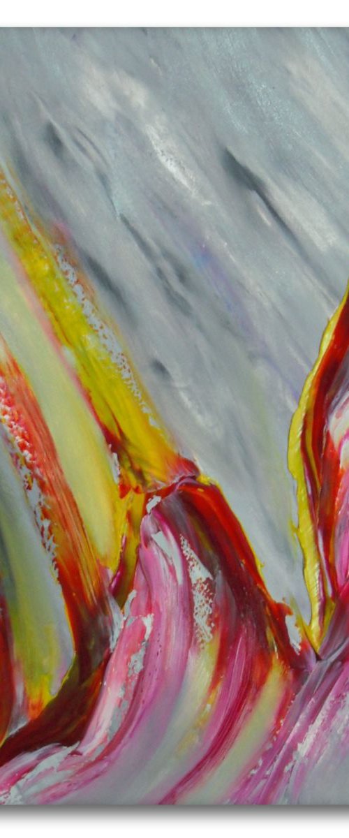 Tangerine - 50x50 cm, Original abstract painting, oil on canvas by Davide De Palma
