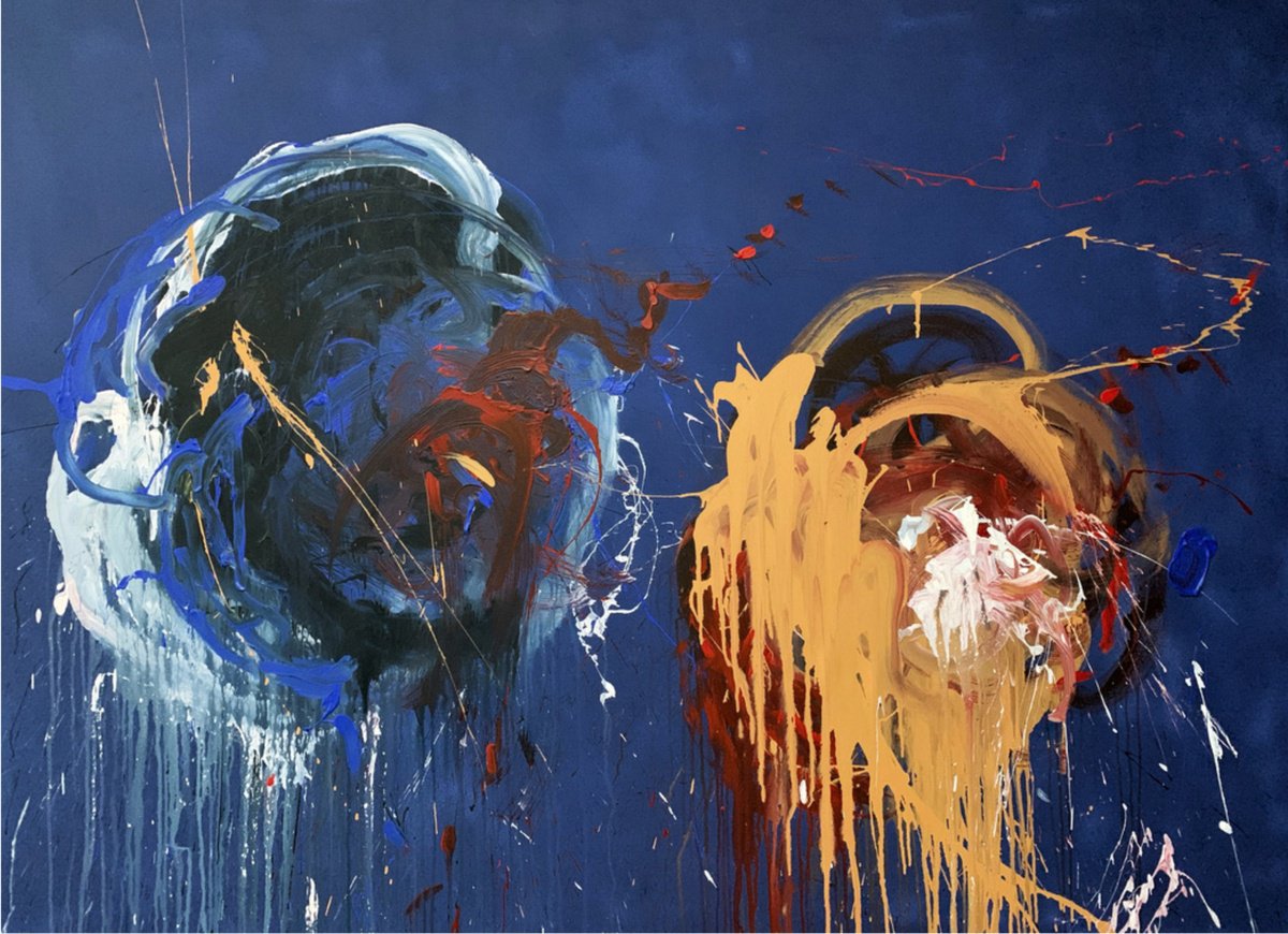 Abstract Botanical Acrylic Painting By Rosi Roys, 83 X 57", Flower 14, Original Artwork