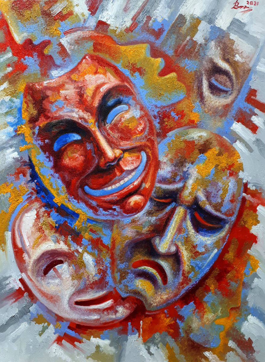 Portrait Oil Painting By Serhii Voichenko, 24 X 32", 7 Masks, Original Artwork