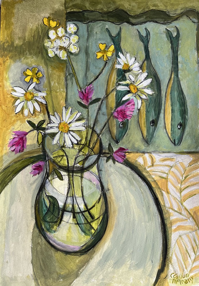 Impressionistic Botanical Acrylic Painting By Christine Callum Mcinally, 12 X 16, Scottish Wild Flowers, Original Artwork