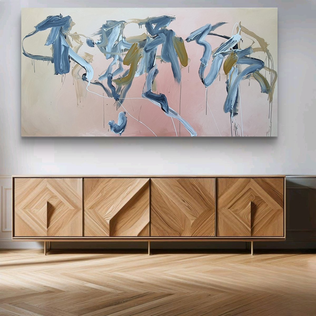 Abstract Acrylic Painting By Gabriela Azar Schreiner, 75 X 39, Corals, Original Artwork