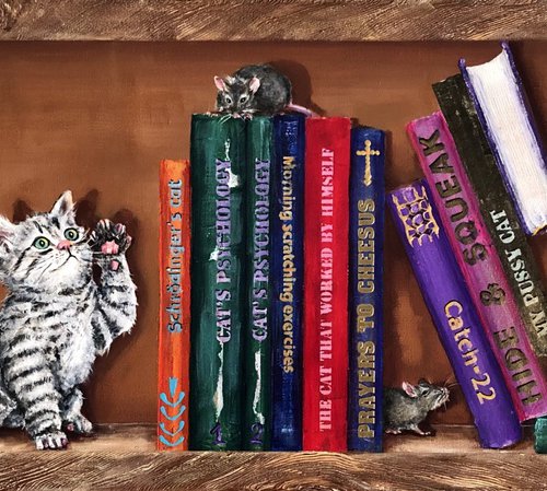 Bookshelf with a kitten by Lena Smirnova