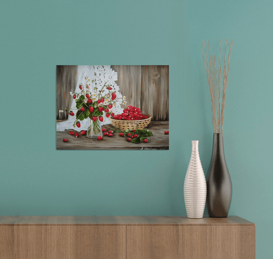 Strawberries, Rustic Still Life