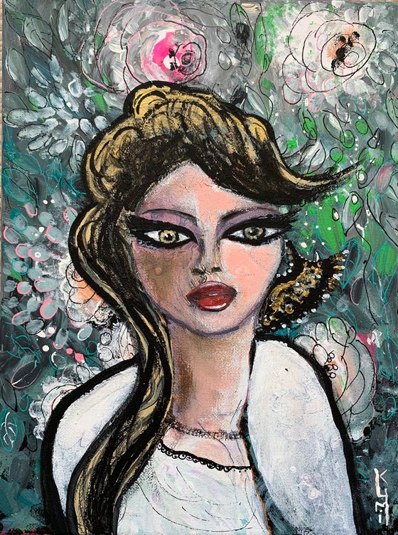 Portrait Woman Acrylic Painting Margaret Kean Inspired Beautiful Gift Ideas Artfinder Wall Decor Artwork on Canvas Paintings Wall Art