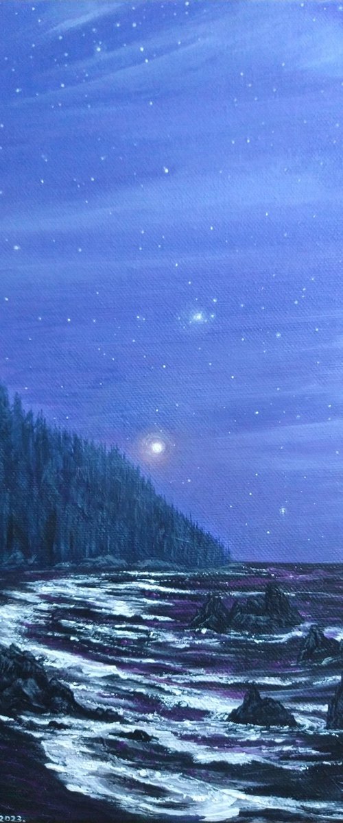 Purple haze. Original acrylic painting by Zoe Adams. by Zoe Adams