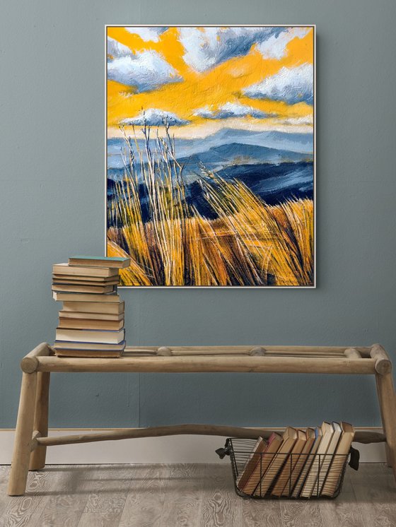 Gray and Yellow Mountainscape