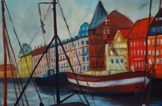 Oil painting Harbour Nyhavn