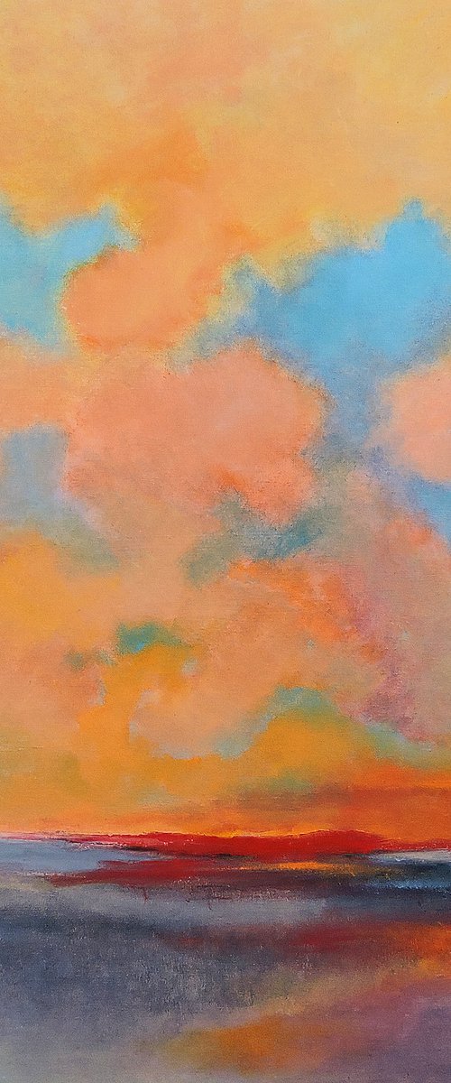 Sunset on Blake Lake, 36" x 36". by Veta  Barker