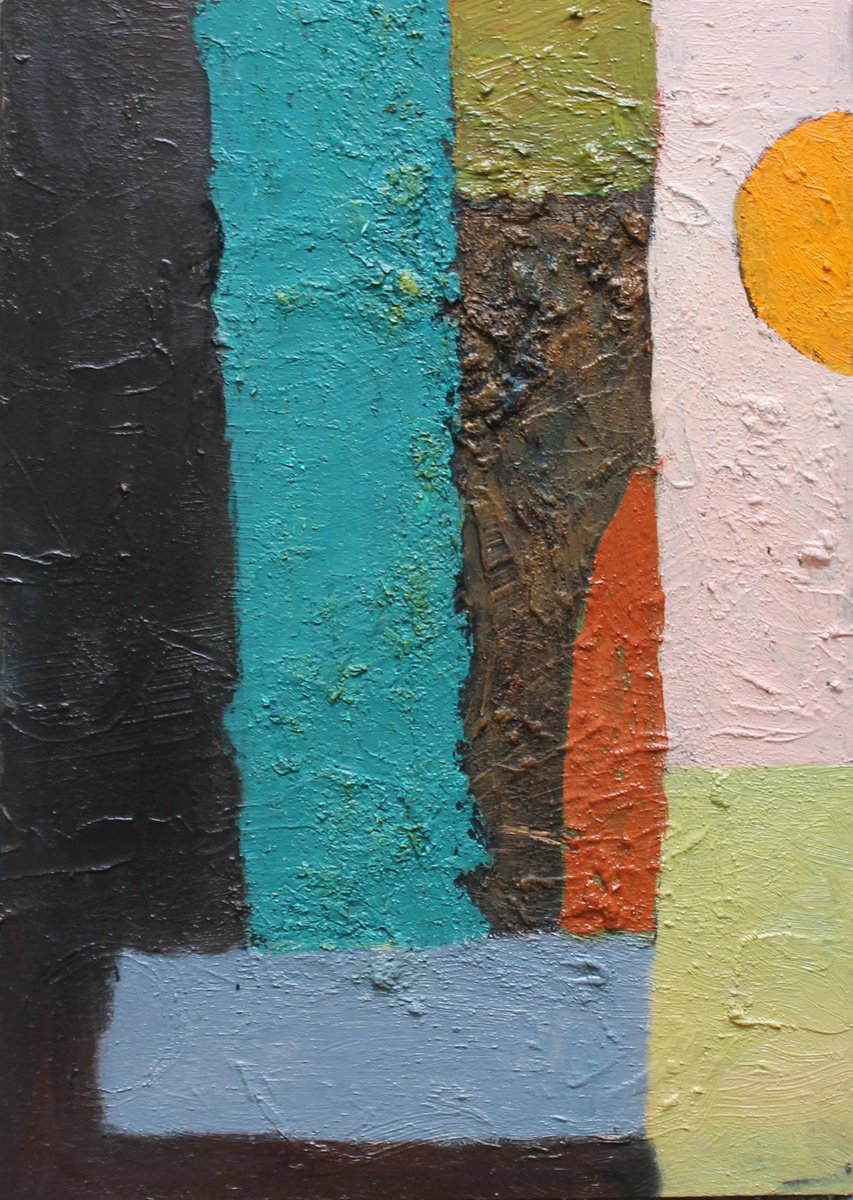 Geometric Abstract Oil Painting By Sergiy Dekalyuk, 10 X 14", Silence, Original Artwork