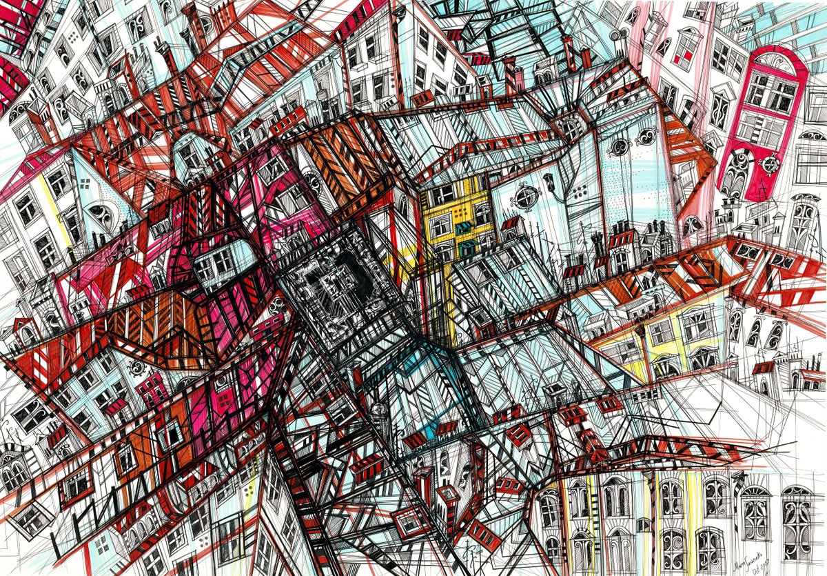 Impressionistic Cityscapes Painting By Maria Susarenko, 44 X 32", Berthold, Original Artwork