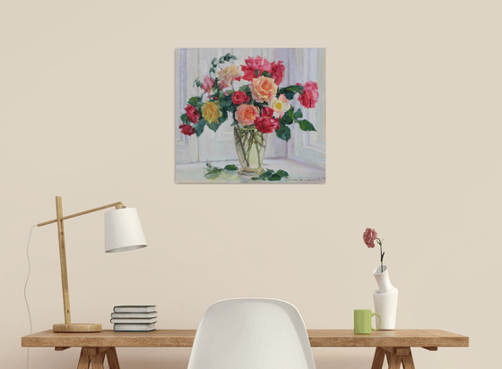 Roses in a glass vase