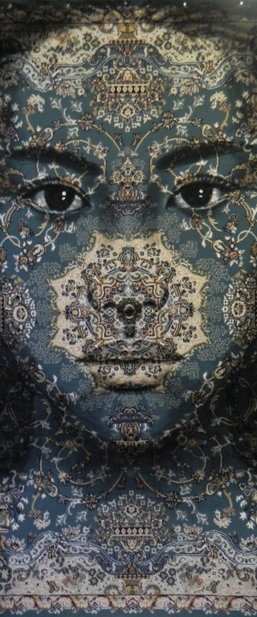 Portrait on a traditional carpet(XXXL) by Jacqueline Klein Breteler
